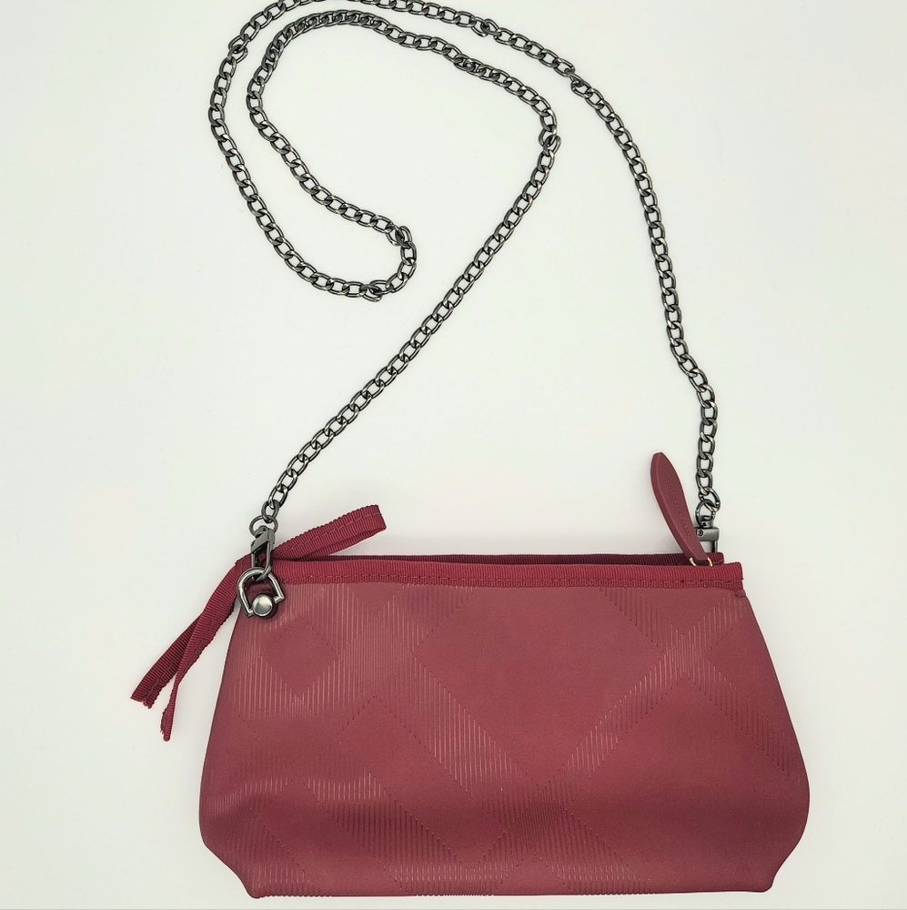 BURBERRY Red Nova Check Crossbody Pouch Upcycled